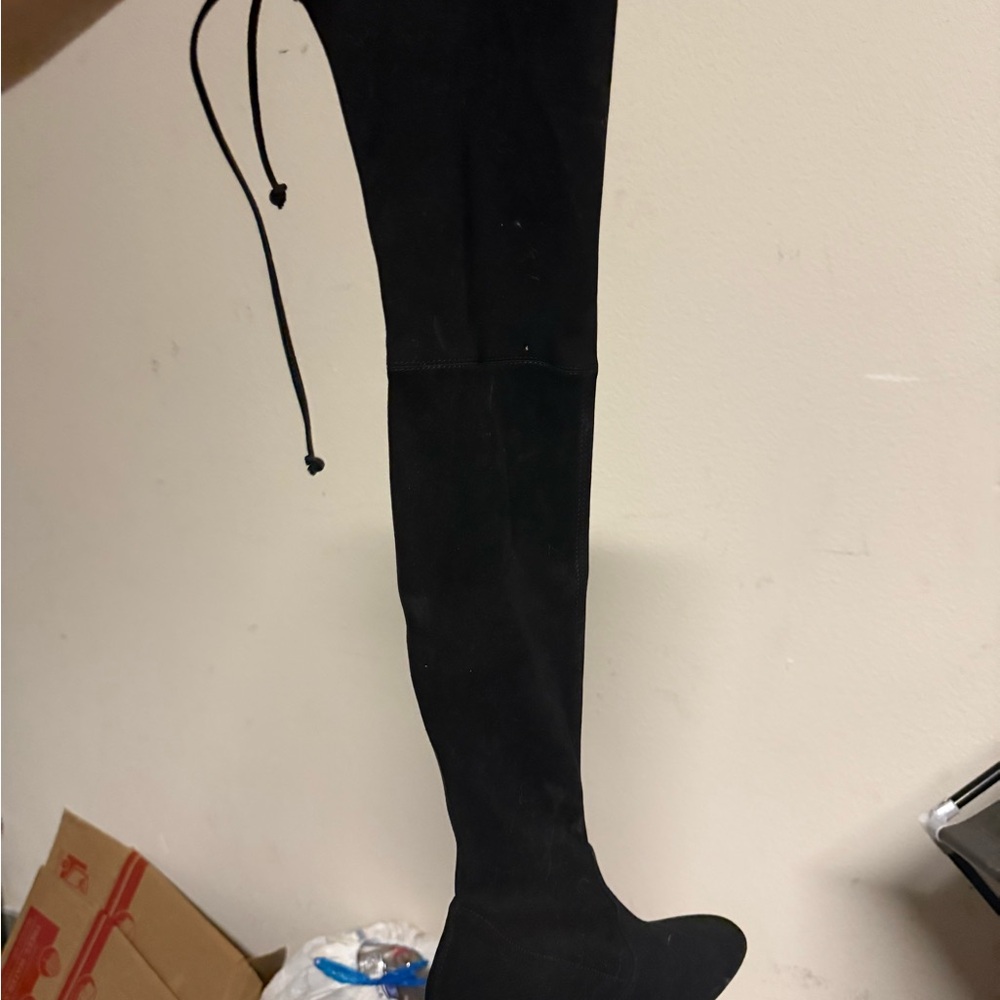 Stuart Weitzman Black Over the Knee Boots with Sleek Silhouette